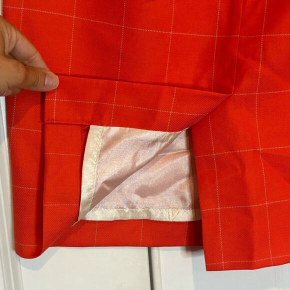 Pendleton Coral Orange Windowpane Plaid Wool Pencil Skirt 6 Petite - Picture 6 of 8